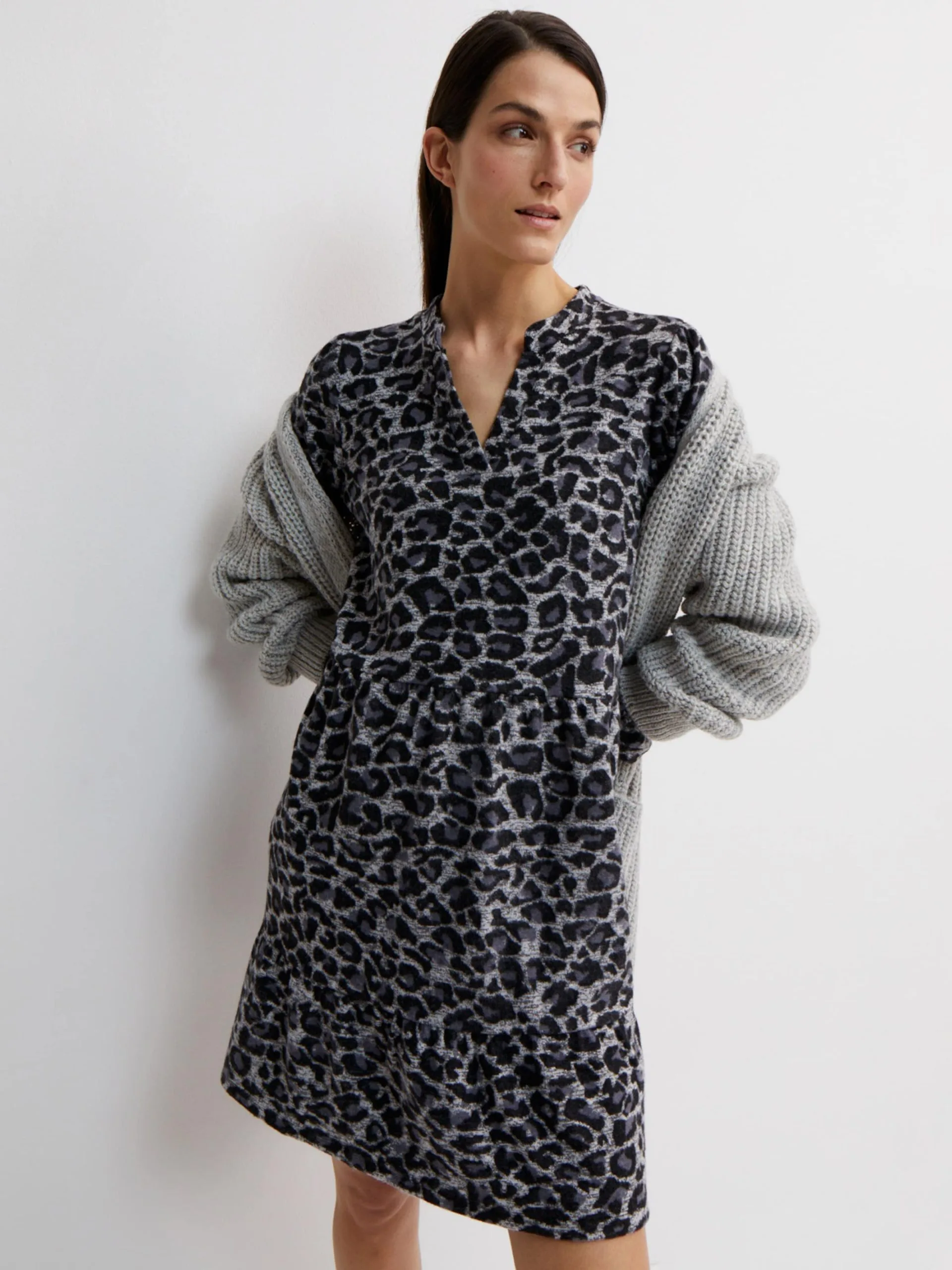 MORE&MORE Mini Jurken Jurk Dames Antraciet / Lichtgrijs / Donkergrijs - Afbeelding 3