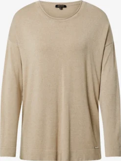 MORE&MORE Fijngebreide Truien Trui Dames Donkerbeige