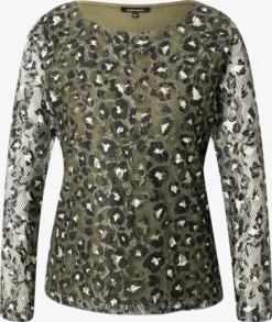 MORE&MORE Longsleeves Shirt Lace Dames Olijfgroen