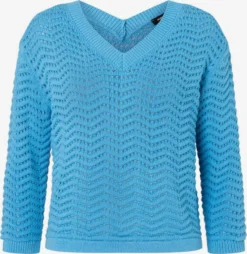 MORE&MORE Fijngebreide Truien Trui Dames Hemelsblauw