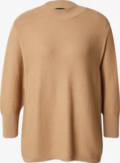 MORE&MORE Basic Truien Trui Dames Camel