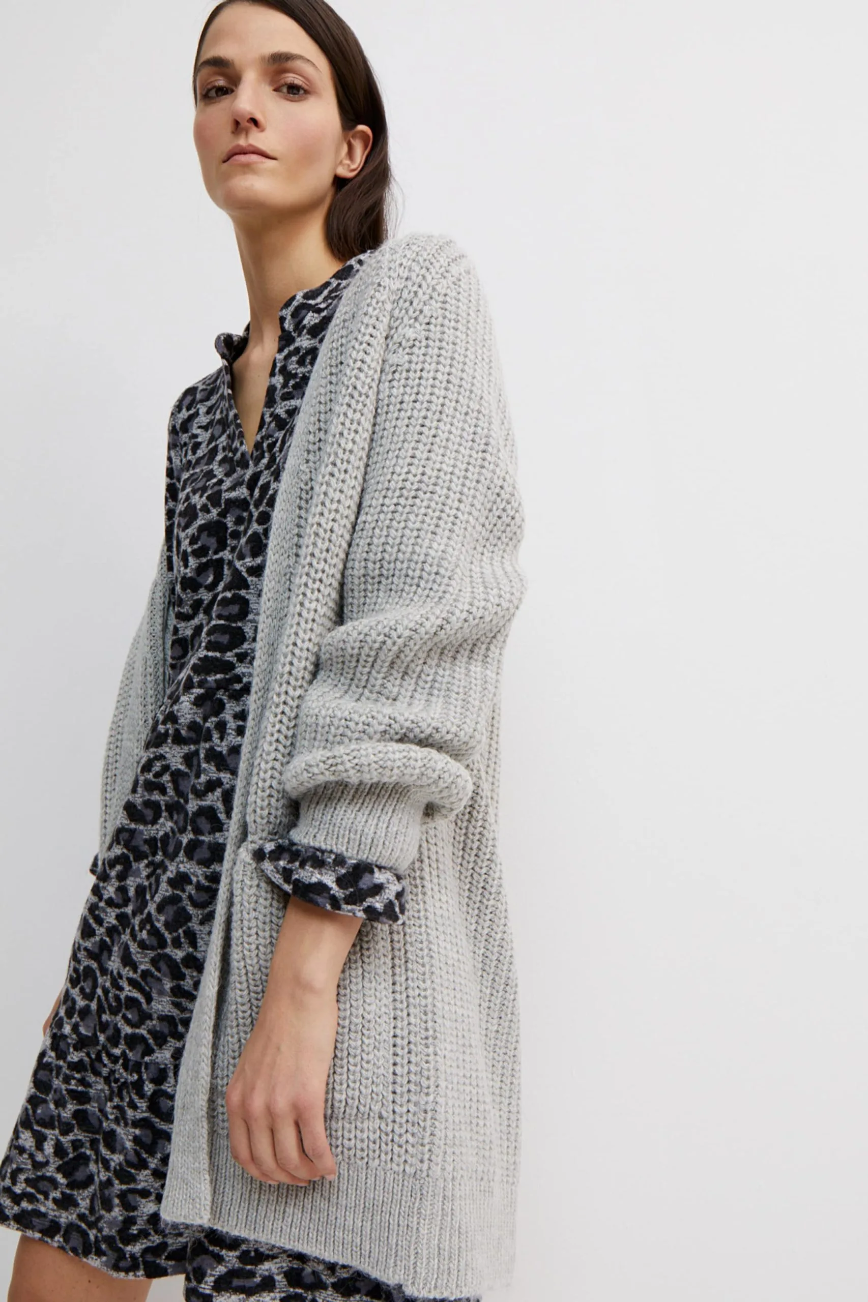 MORE&MORE Mini Jurken Jurk Dames Antraciet / Lichtgrijs / Donkergrijs - Afbeelding 4